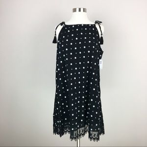 NWT Old Navy Black Print Tie Shoulder Swing Dress